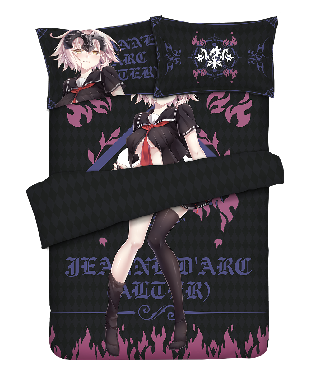 Jeanne d'Arc-Fate Grand order Anime 4 Pieces Bedding Sets,Bed Sheet Duvet Cover with Pillow Covers